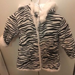 Zebra print toddler winter coat.